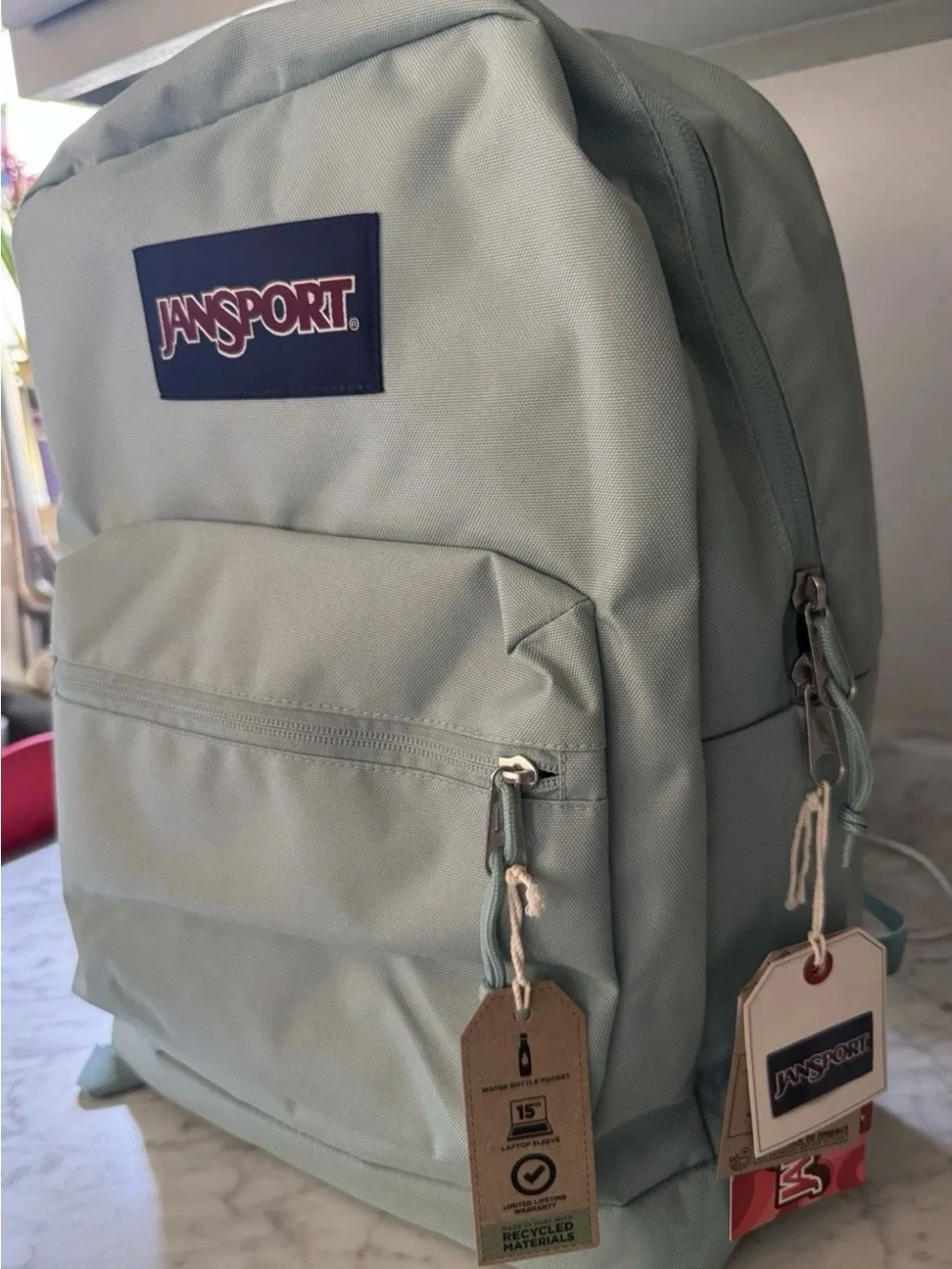Jansport Light Mint Backpack with Front Utility Pocket